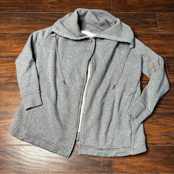 Zella Cowl Neck Gray Fleece Cardigan Sweater - Picture 1 of 5